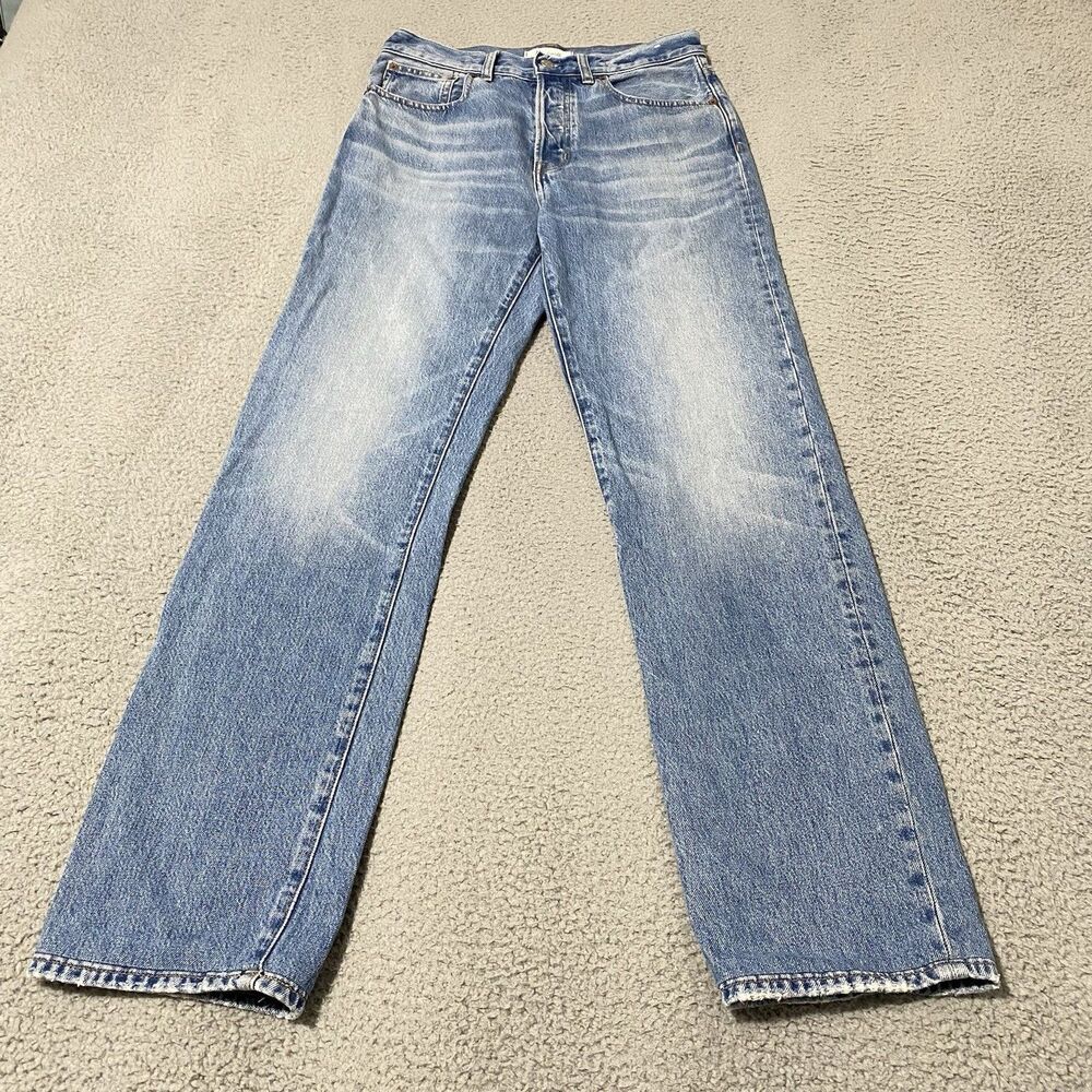 Madewell Longline Straight Jeans Womens 27T (28x31)  Blue Button Fly High Rise